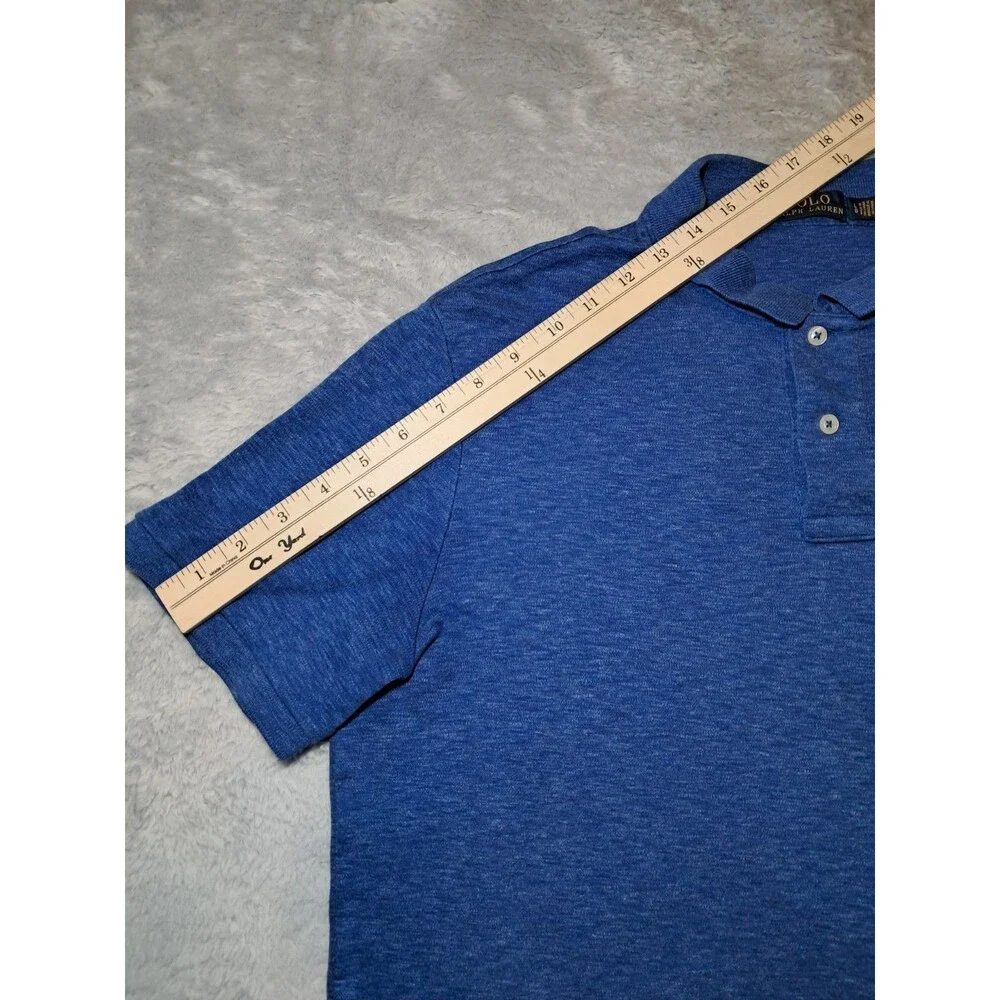 Polo Ralph Lauren Polo Shirt Blue Short Sleeve Collar Cotton Grey Pony Men Large